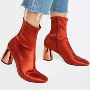 Free People Modelo Boot Rust Shiny Heel Boots NWT